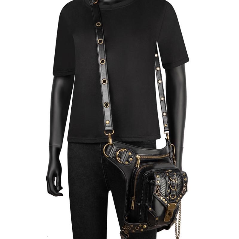 Johnature Dámská dámská taška do pasu Retro Locomotive Steampunk Style Vysoce kvalitní Pu Leather Multifunkční malé tašky přes rameno