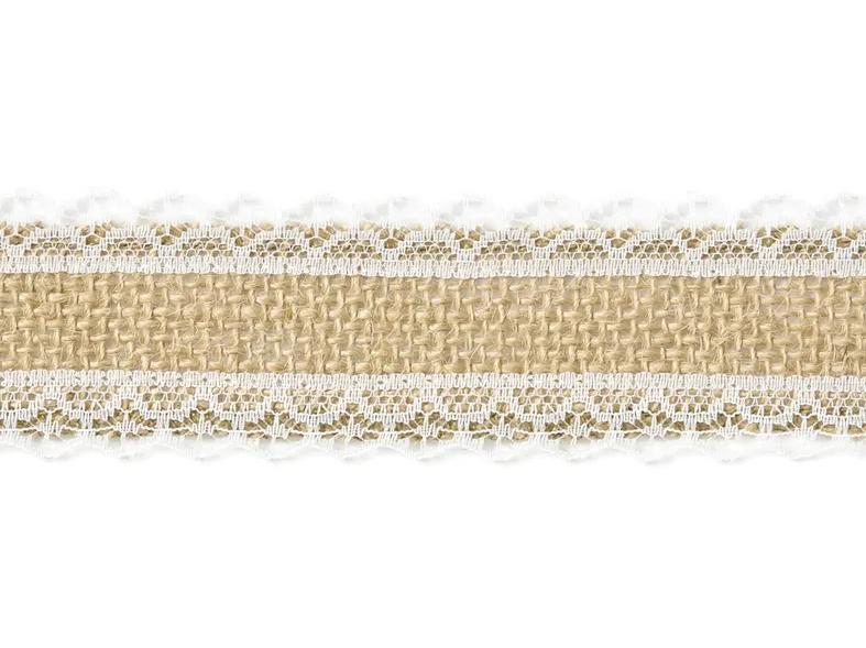 Jute Ribbon with White Lace 4X500Cm