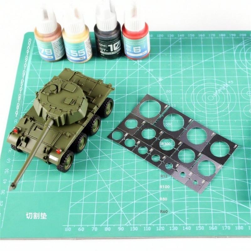 Plastic Coloring Instrument Car Tank Model Roadwheel Rims Sprayer Stencil Template With Measurement Guide