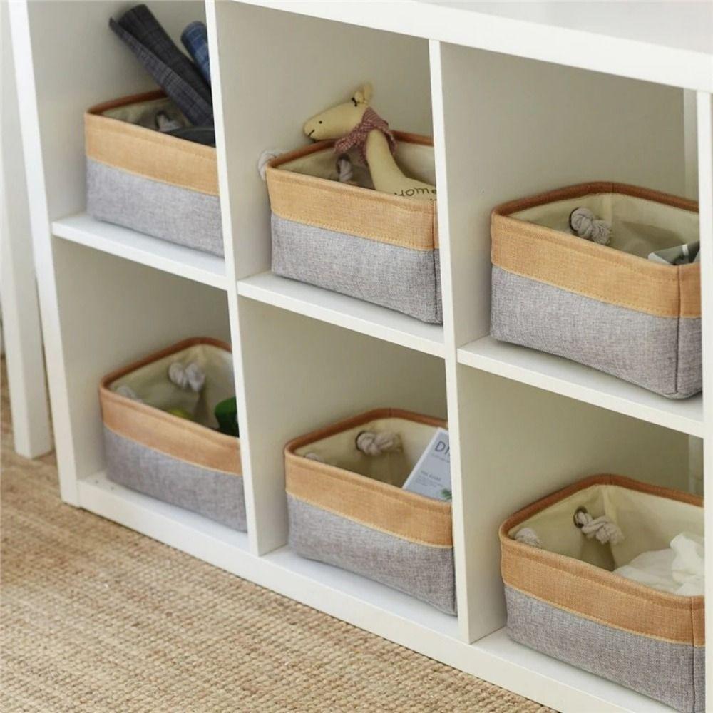 Flax Laundry Hamper Foldable Sundries Sorting Basket Desktop Bucket  for Sorting