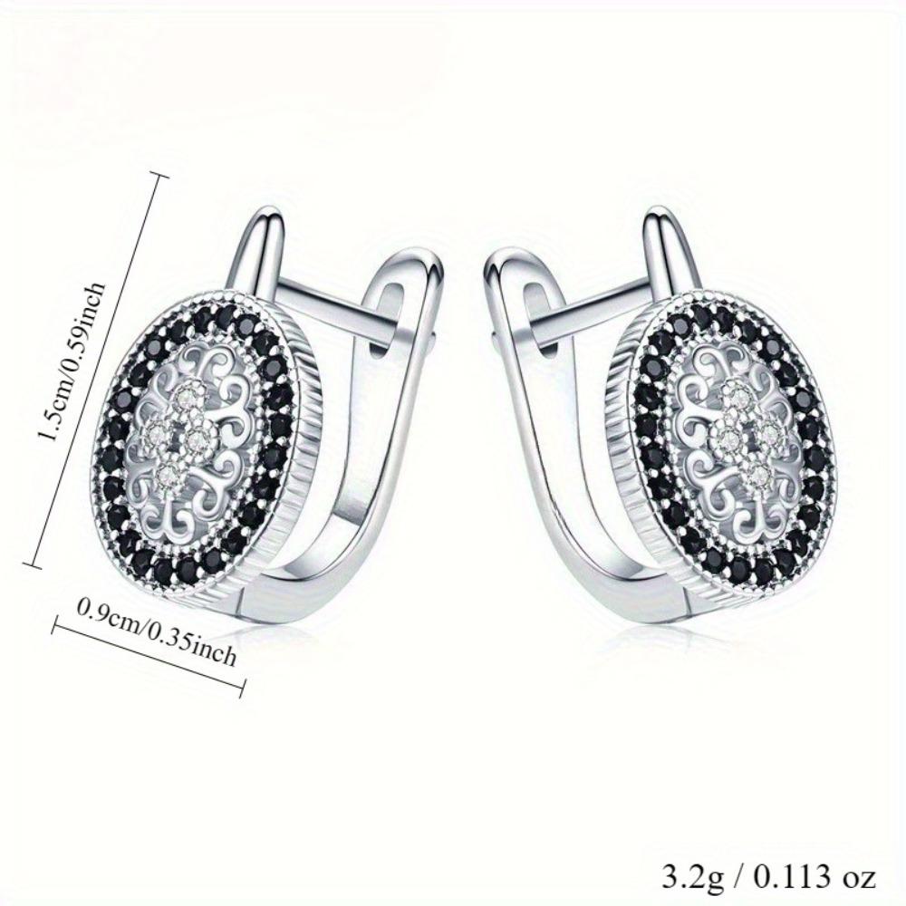 Black Awn Jewelry Round Earrings Black Stone Engagement Hoop Earrings For Women