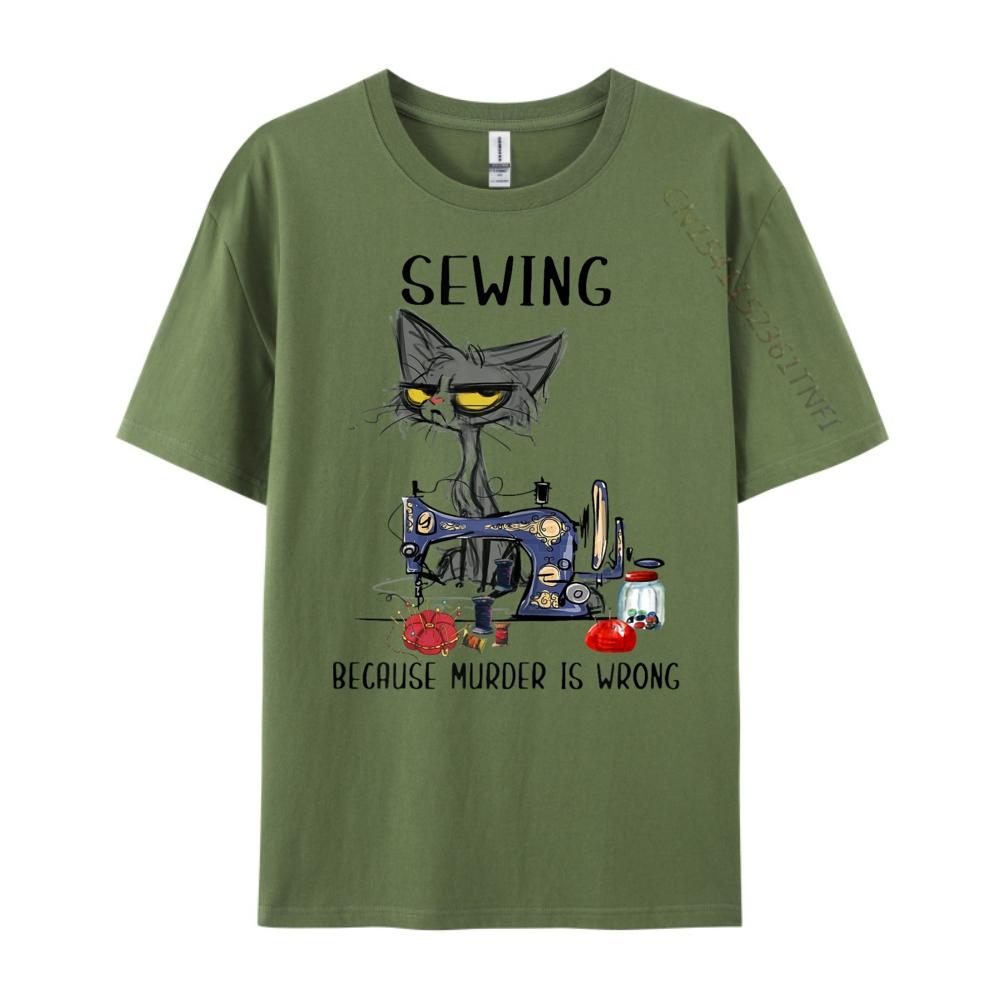 Quilting Quilter Sewer Sewing T Hirtsewing Because Murder Is Wrong Funny Cat Graphic Tees Unisexs Short Sleeve TShirt Unisex
