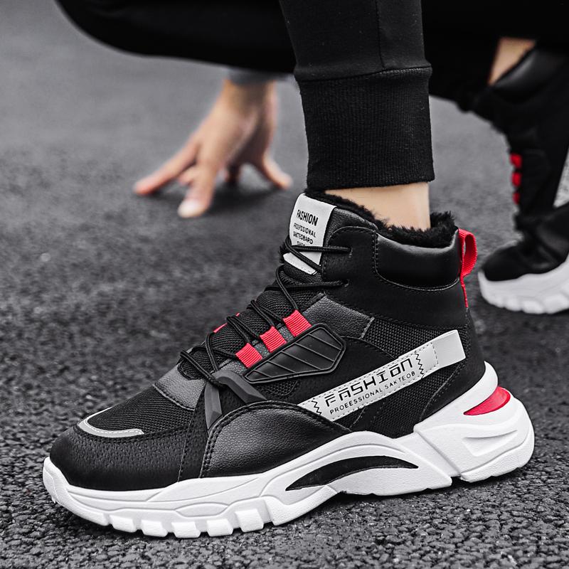 Neue Casual Sportschuhe Herren rutschfeste Winter warme Plüsch feuchte Schuhe Baumwollschuhe Laufschuhe