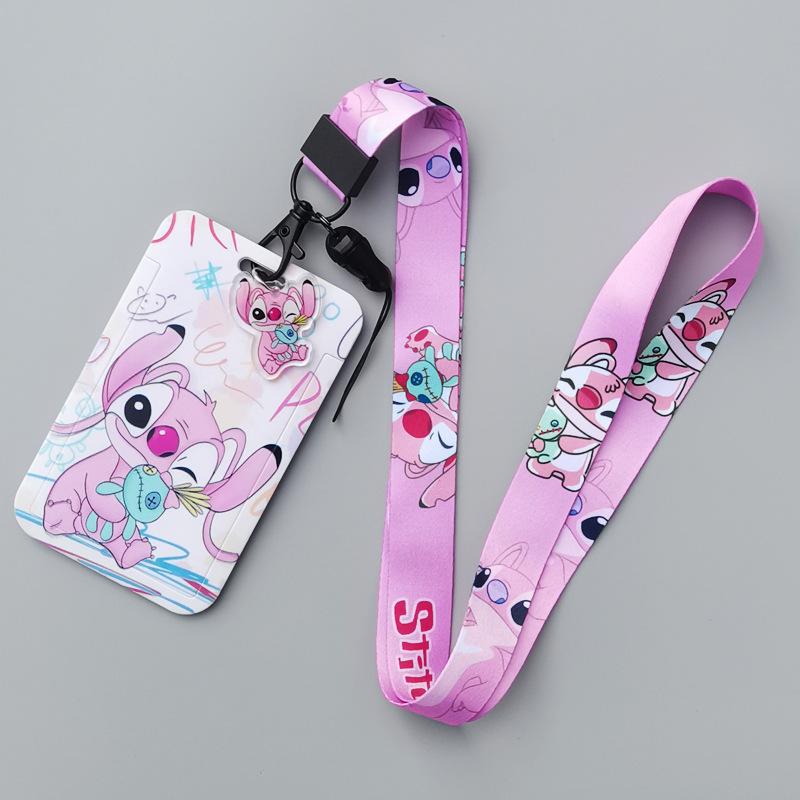 New Stitch Card Holder Anti-lost Cartoon Neck Strap Card Holder Nd Girls Toy Lanyard Badge Clip Present High Quality
