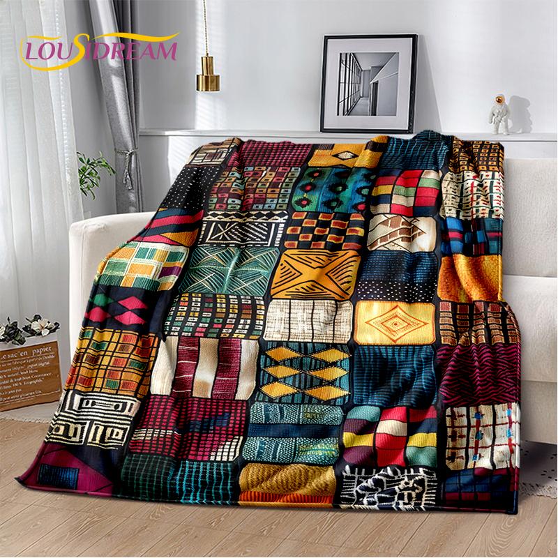 Cestas de Arte Tejido de Flores Coloridas 3D Etiopía, Manta Suave de Felpa Mandala, Manta de Franela para Sala de Estar, Dormitorio, Cama, Sofá