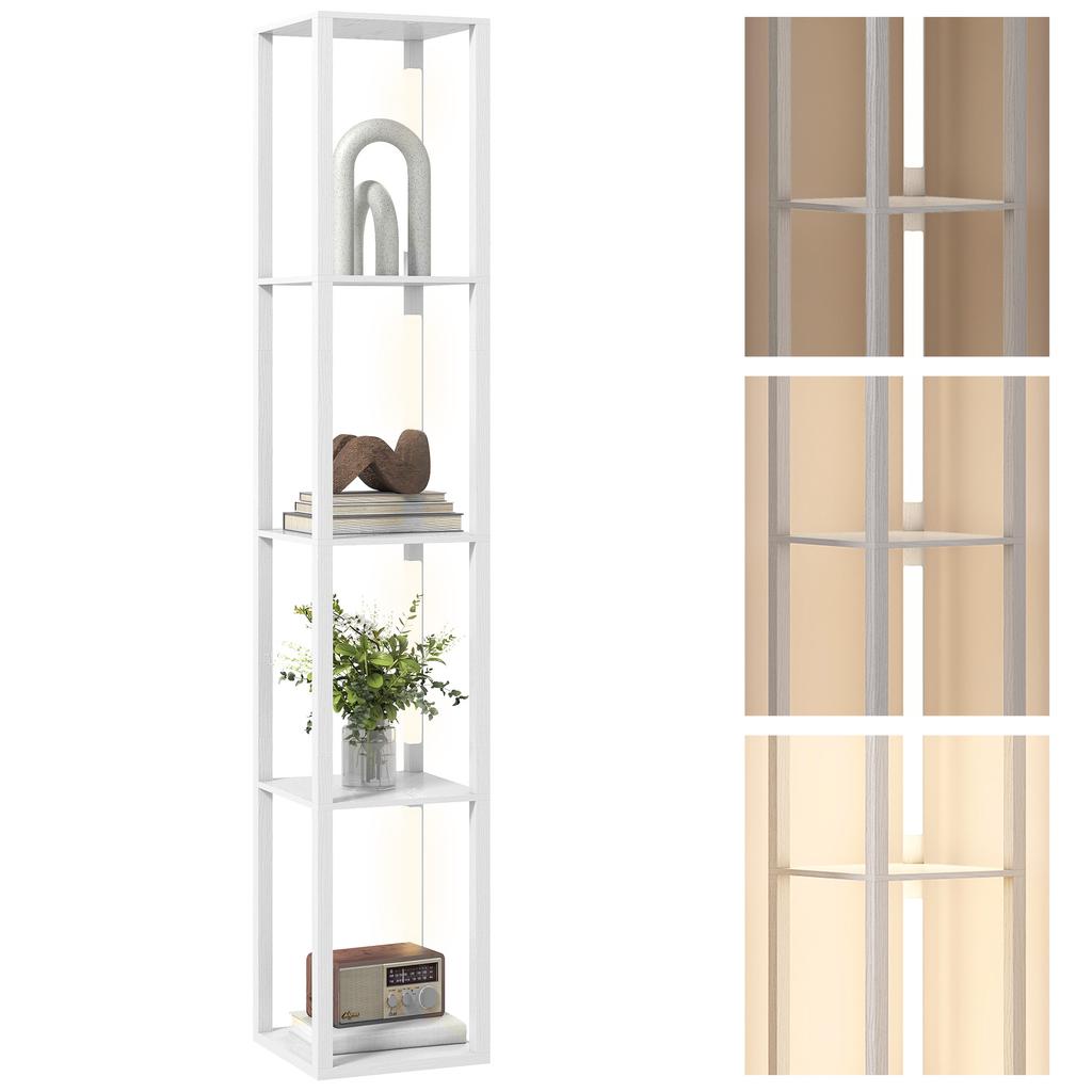 Floor Lamp with Shelves and 3 Brightness Levels - White