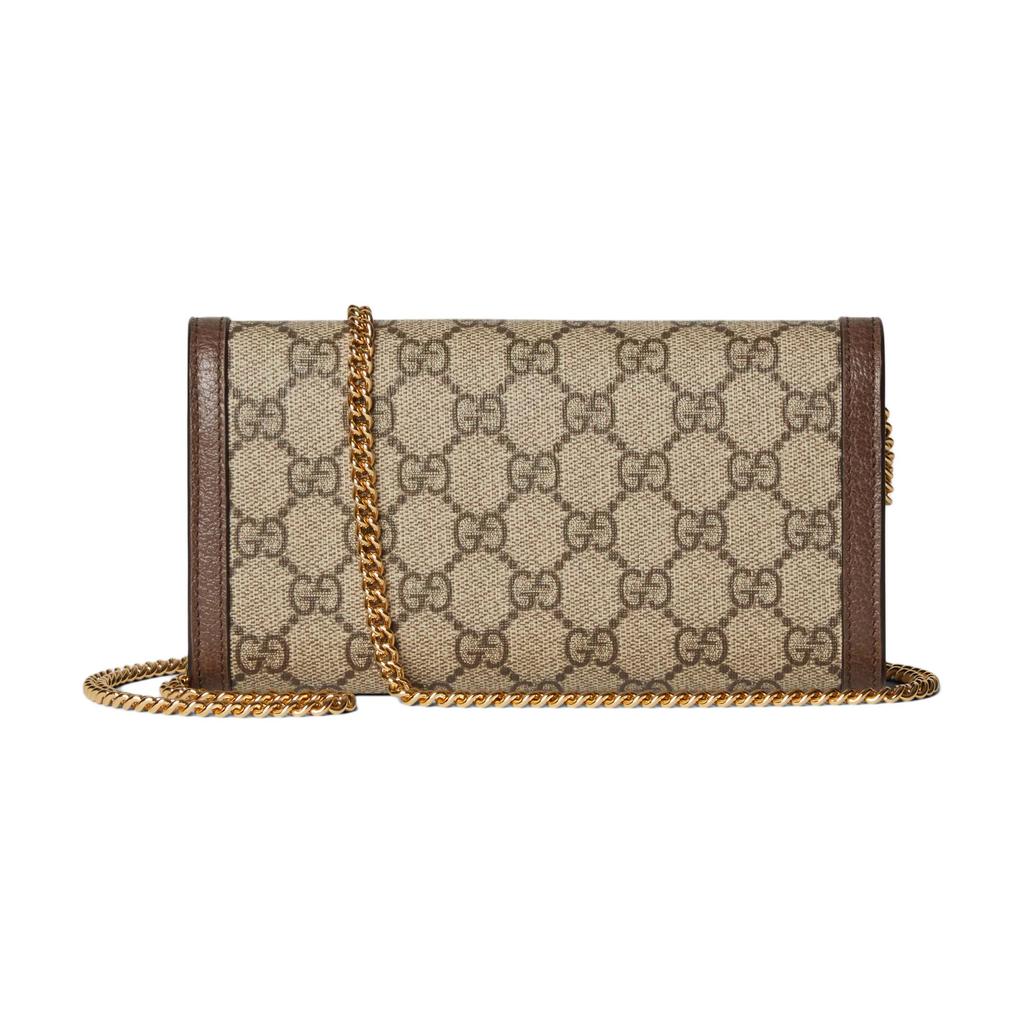 Gucci Ophidia Double G Print Light Gold Tone Accessory Supreme Canvas Shoulder Crossbody Bag Wallet Women Bags Beige Dark-Brown 772309-K9GSG-8367