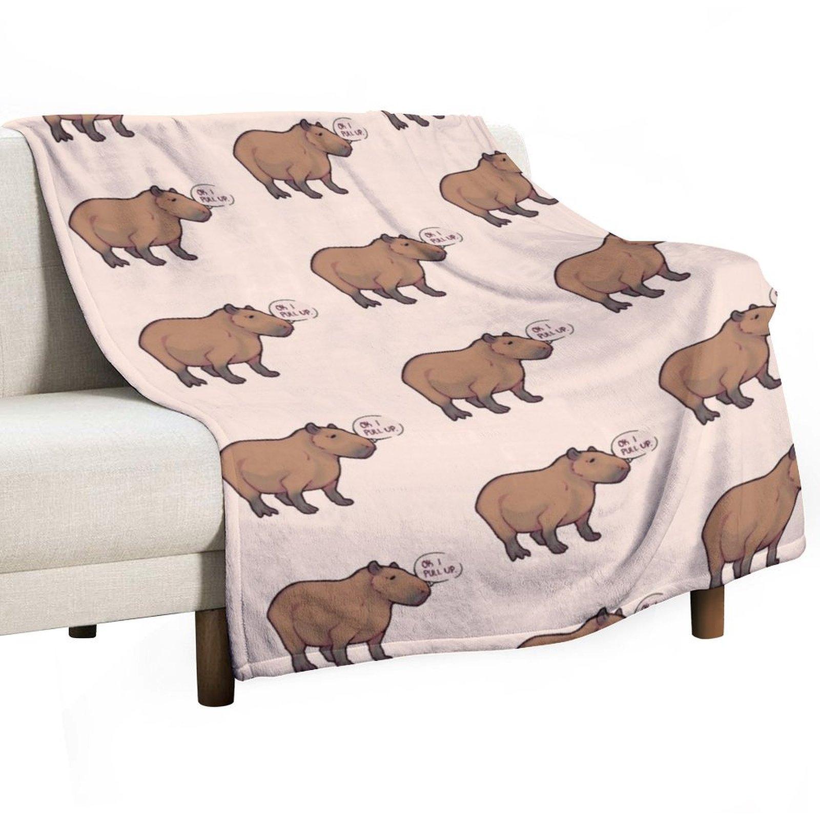 Capybara | Ok I pull up. Throw Blanket Retros bed plaid Summer Blankets For Baby Blankets 30x40in
