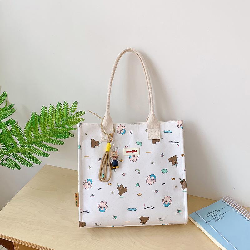 Korean Lazy Style Large Canvas Tote Bag - Fashionable, Versatile, High-End Women's Commuter Shoulder Bag