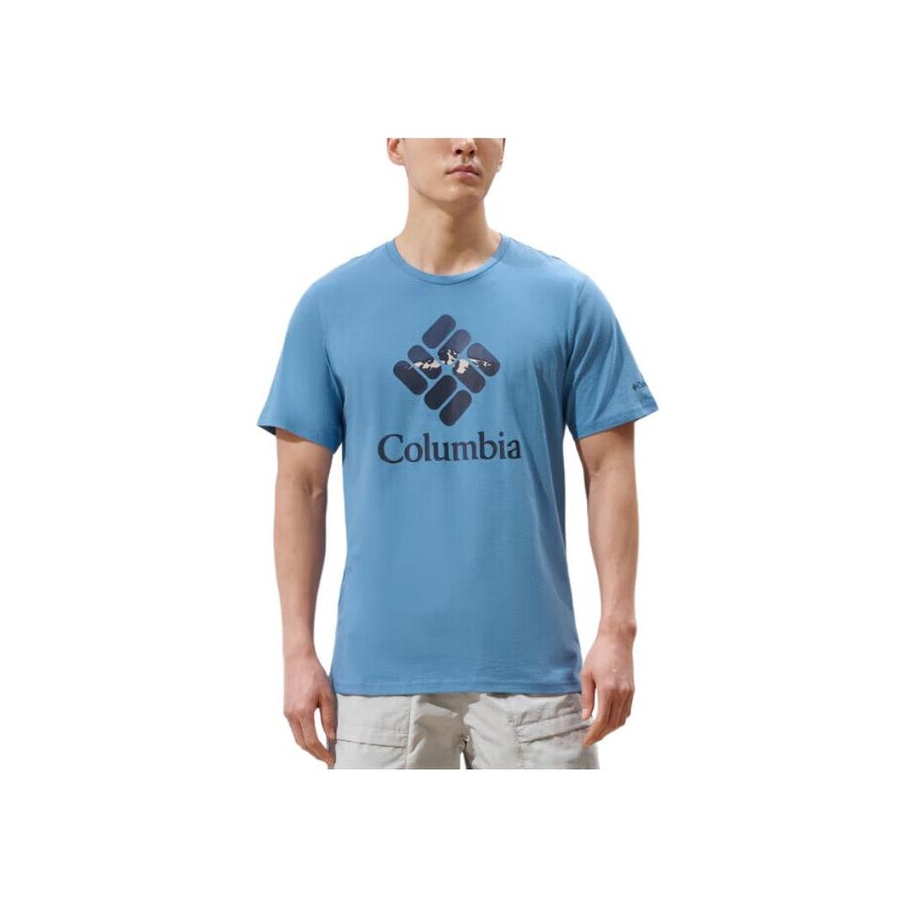 Columbia Comfortable Breathable Sports Travel Crew Neck Short Sleeve T-Shirt Men Tops Blue AJ0403-477