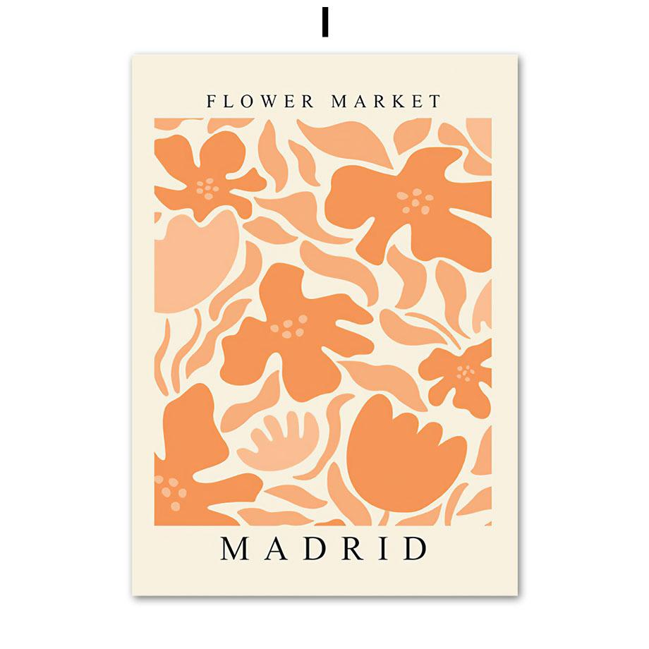 

Плакат с цветочным рынком Париж, Лондон, Нью-Йорк, ботанический цветочный рисунок, настенная живопись, печать на холсте, современная гостиная, домашний декор A4 21X30cm No Framed