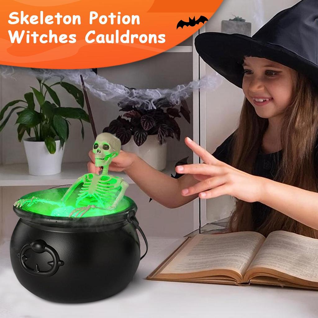 Halloween Decorations Witches Cauldron on Tripod for Yard Decorations Decorative Statues with String Light for Outdoor Indoor
