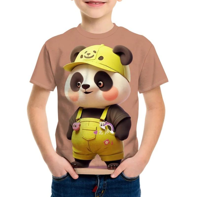 Camiseta de Verano para Niños con Estampado 3D Cuello Redondo Moda Versátil Transpirable Tendencia Casual