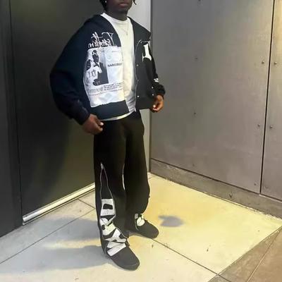 European and American Y2K Hip Hop Street Embroidered Patchwork Embroidered Printed Hoodie