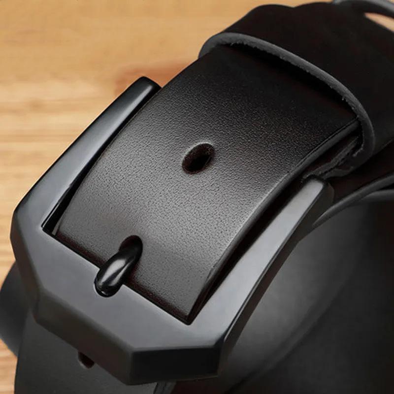 Men's Genuine Leather Belt, Pin Buckle Casual and Fashionable Leather Belt, Men's Youth Simple Jeans Belt
