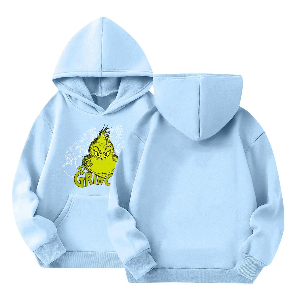 Kids' Long Sleeve Loose Pullover Letter Print Drawstring Hooded Sweatshirt