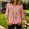 Women's Artistic Loose Fit Embroidered Mid Sleeve Blouse for Tea and Daily Wear