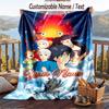Custom Text Flannel Throw Blanket, Lightweight Cozy Bed Sofa BlanketHowl's Moving Castle