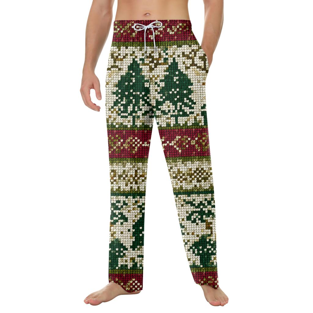 Weiche Pyjamahose für Herren mit Kordelzug und Taschen, lässige Sporthose