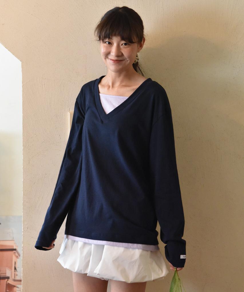 Sayu Pure Layered T-Shirt Navy