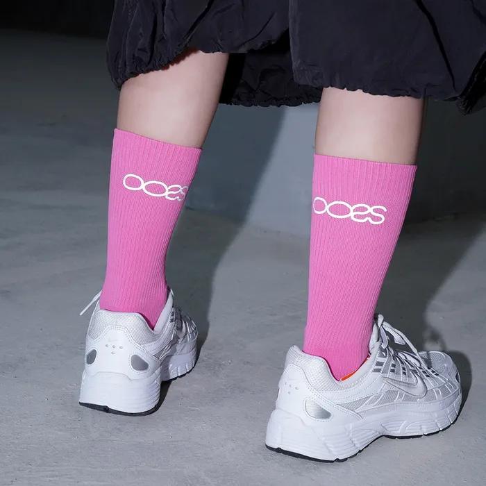 OOSS Women's Reflective Running Crew Socks Pink