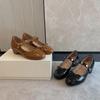 [Removable boot barrel] One shoe, three wear Mary Jane retro brown, black wedge heel bow, and three wear short boots.
