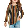 Girls' Long Sleeve Blouse - Round Neck Soft Waist Tunic