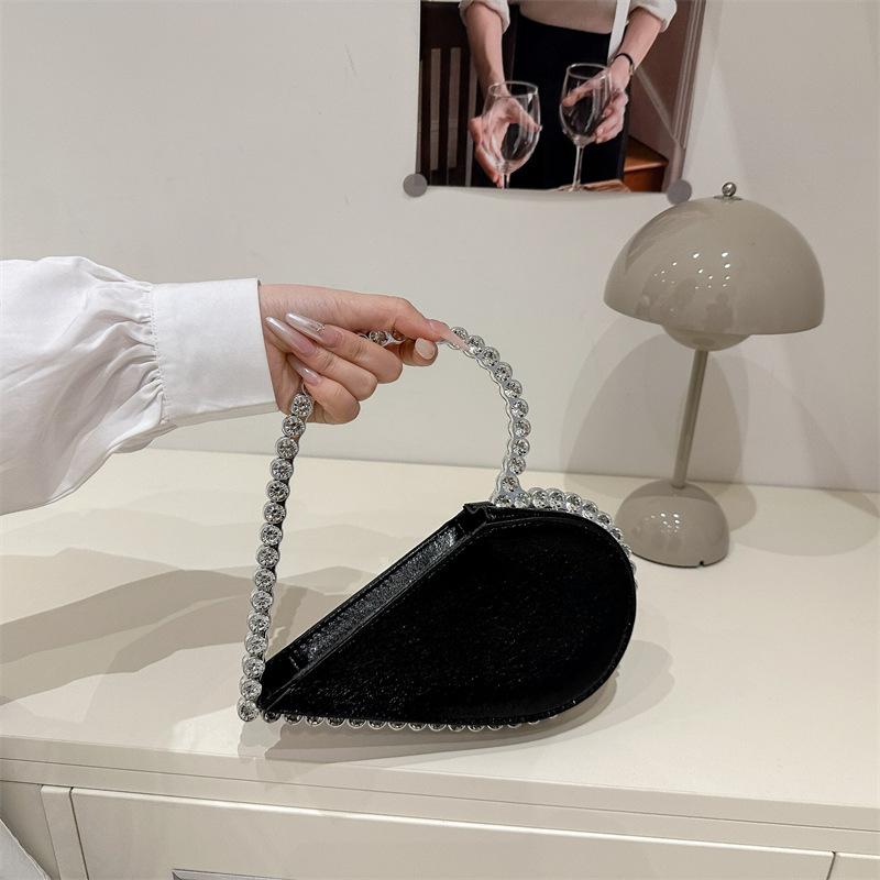 Xiaohongshu same niche design celebrity rhinestone love banquet handbag French dinner bag women 2025