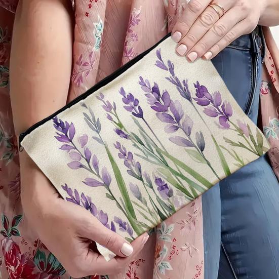 Yousheng Cosmetic Storage Bag, Thickened Canvas Pouch, with Smooth Zipper Large Capacity Stationery Organizer, Oil Painting Print Cosmetic Pouch