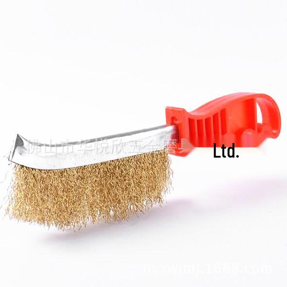 Steel Wire Brush for Rust & Stain Removal - Metal, Stone, Wood Cleaning with Plastic Handle Copper Plated Wire Brush