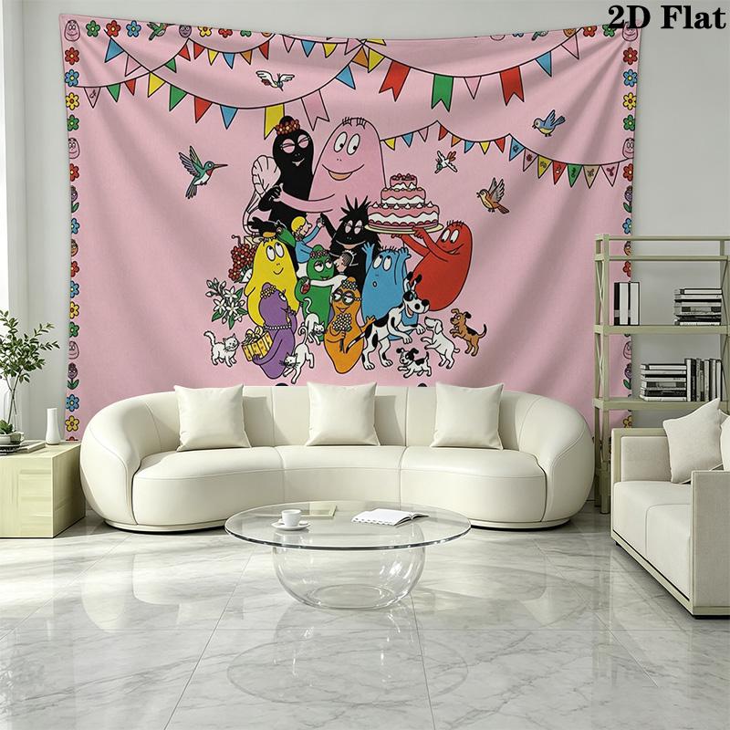 Barbapapa Wall Tapestry Aesthetic Wall Hanging Printed Fabric Blanket Decorative Tapestries for Bedroom Living Room Home Decor