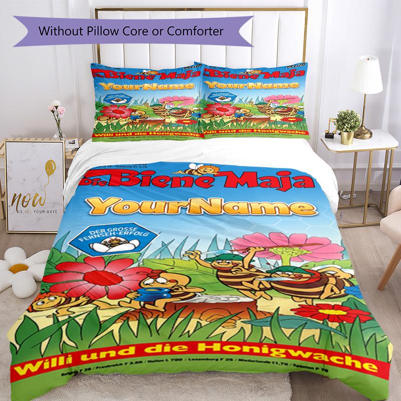 Biene Maja Customize Your Name Bedding Set Breathable Duvet Cover with Pillowcases Home Decoration Birthday Gift