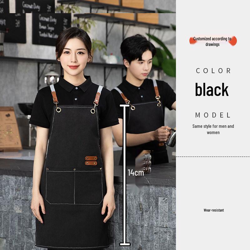 Stain-Resistant Canvas Apron with Logo for Coffee Shops and Nail Art Studios