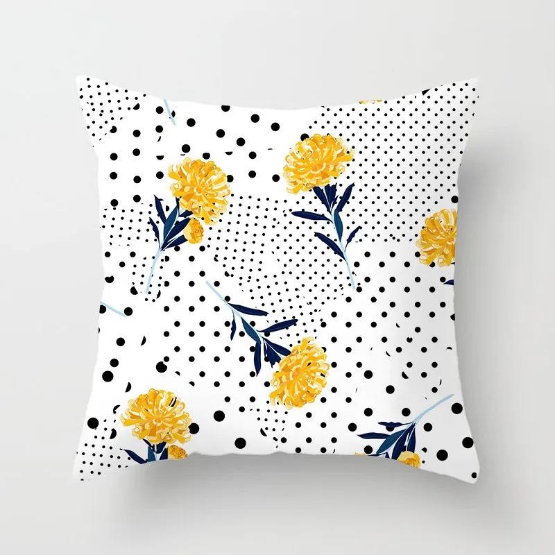 Yellow Flower Pillowcase Office Living Room Home Pillowcase Car Ornaments