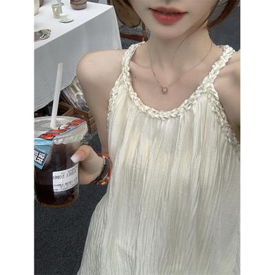 Temperament Neckholder-Slipkleid Damen Neu Sommer Lässig Locker Resort A-Linie Langer Rock