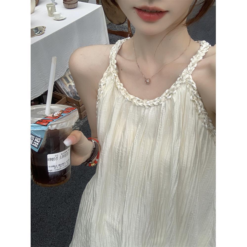 

Темпераментное платье-комбинация халтер женское новое летнее повседневное свободное курортное А-силуэта длинное XL- (recommended 110-60kg)