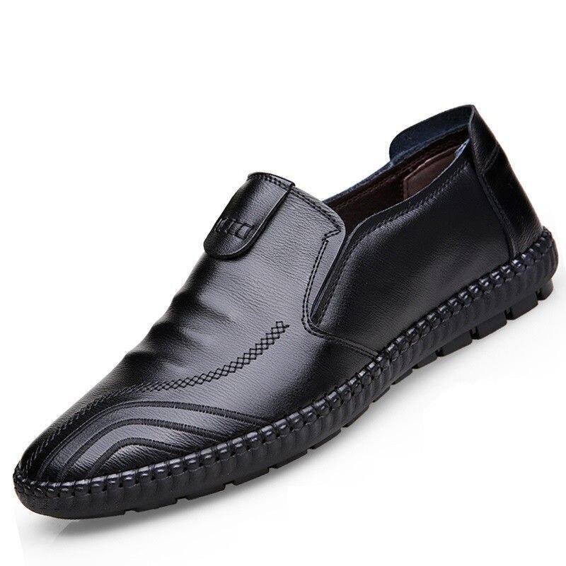 Men 'S Winter Leather Casual Shoes Soft Noodle Loafers Cotton Shoes Velvet Cotton Comfortable Dress Shoes For Men Male
