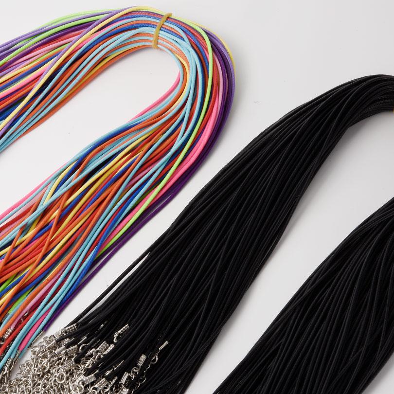 50cm Black/Rainbow Mix Leather Cord Necklace For Women Men Accessories Adjustable Braided Rope Vintage Extended Chain DIY Choker