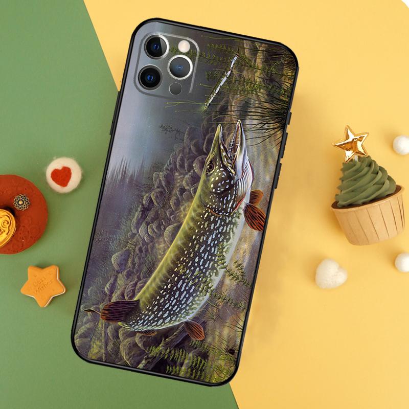 

Pike Fish Fishing Lure Phone Case For iPhone 17 17Air 16 15 14 13 11 12 Pro Max 12 13 Mini 16E Shockproof Cover iPhone 13 mini