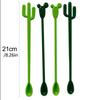 6PCS Cactus Stirring Stick Milk Tea Juice Ccoffee Long Handle Stirring Spoon Plastic Creative Fun Cocktail Swizzle Stick