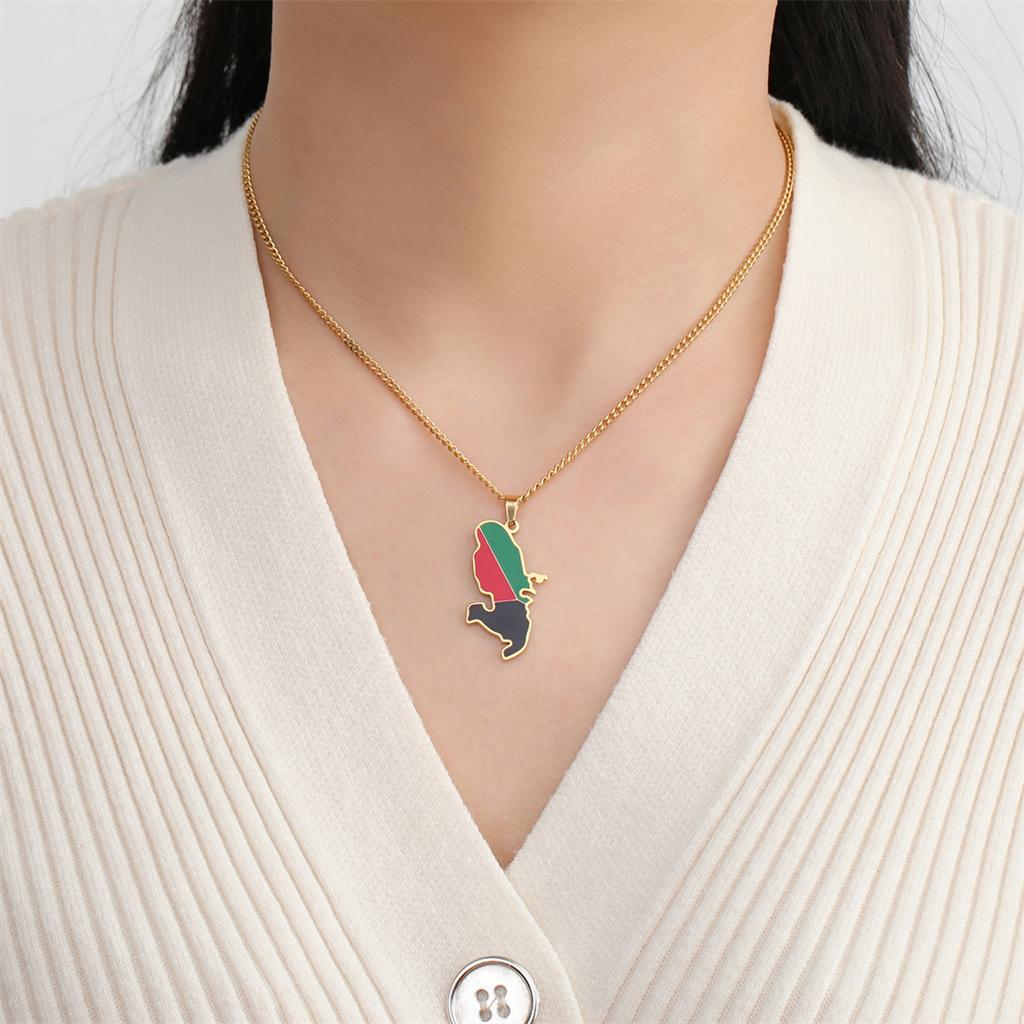 Martinique Island Map Pendant Necklace Stainless Steel Men Women GoldSilver Color Charm Fashion Country Map Jewelry Gift