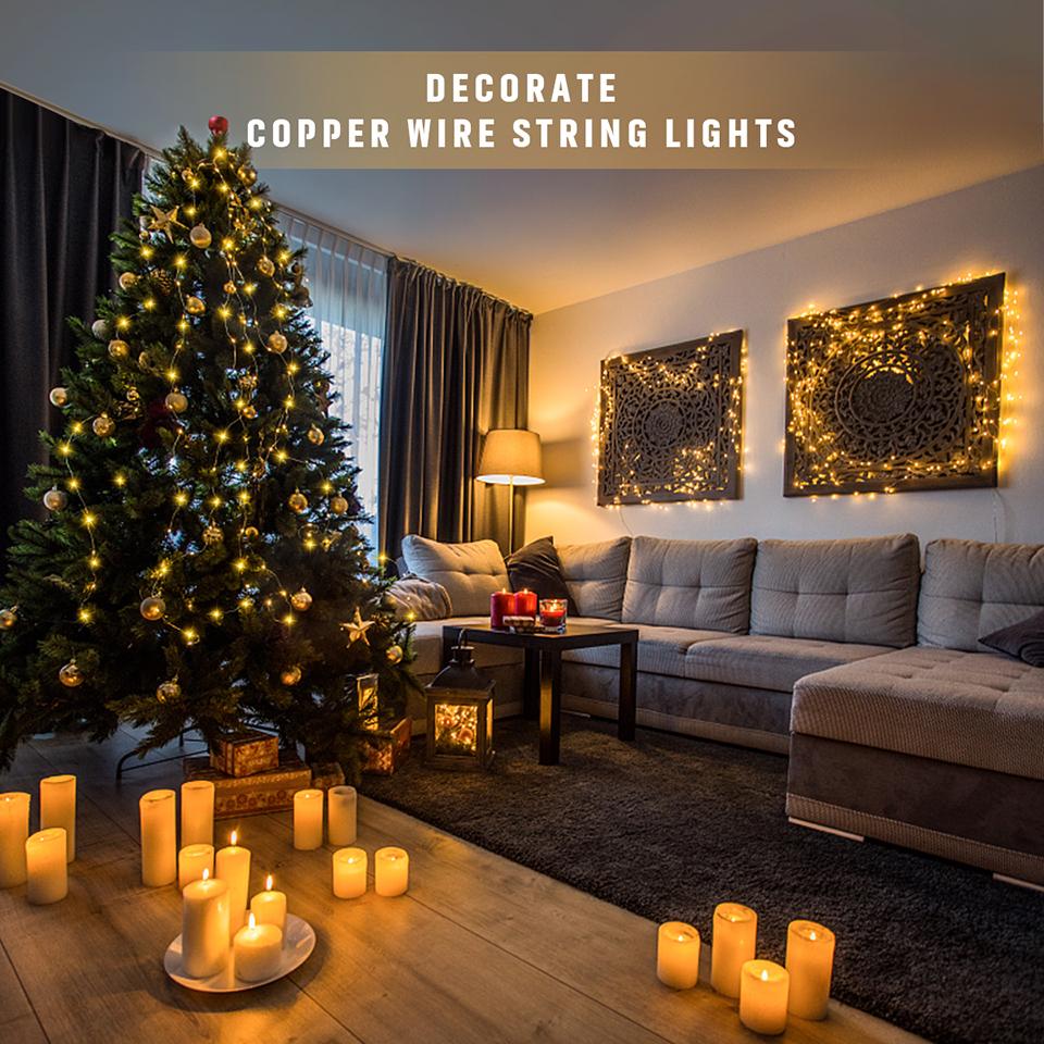 Catena Luminosa LED 10M-100M Filo di Rame Ghirlanda Luce Fatata 110V 220V Impermeabile Esterno Giardino Festa Matrimonio Decorazione Natalizia