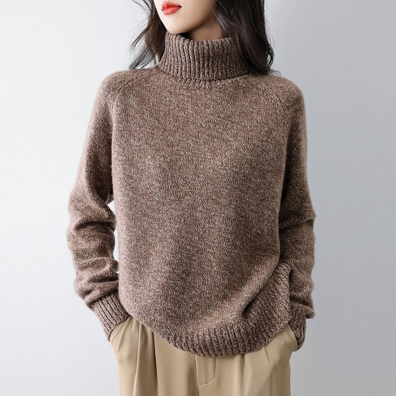 Women's 100% Pure Wool High Collar Raglan Sweater