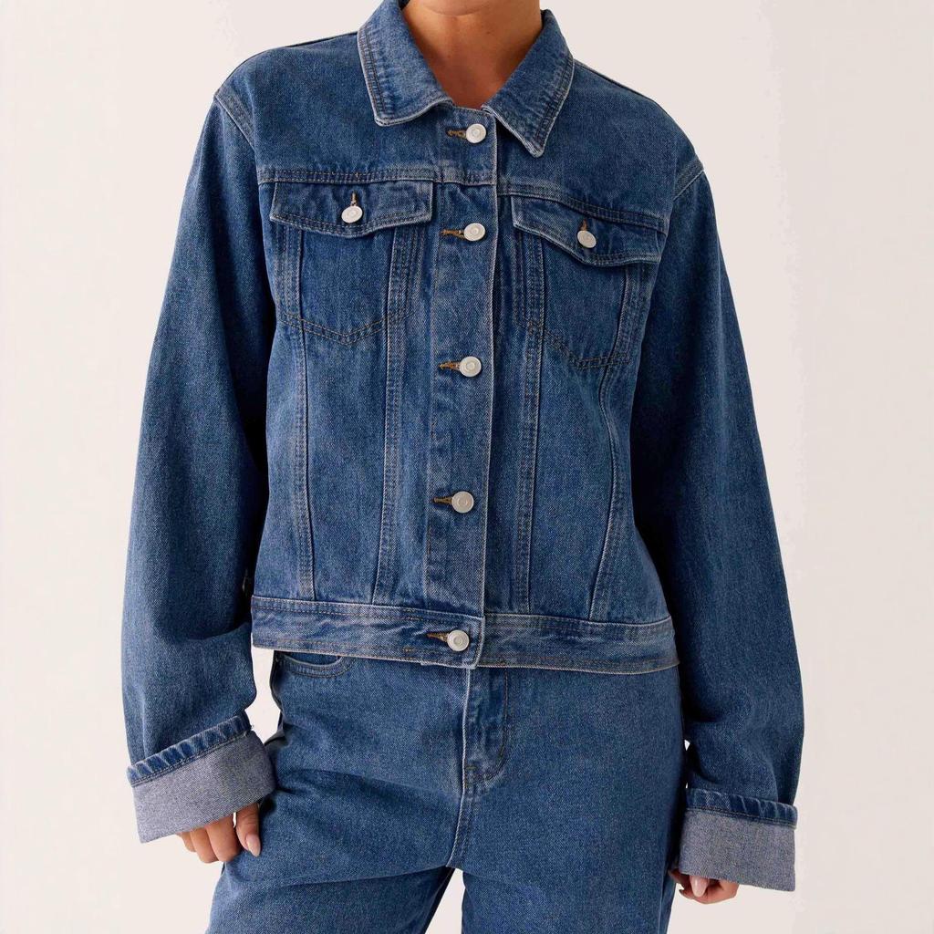 European Lapel Casual Women's Denim Jacket