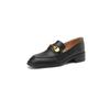 Krazing Pot Cow Leather Round Toe Thick Med Heels Spring Shoes Brogues Big Size 43 Metal Fasteners Women Pumps