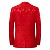 Mens Red Blazer Luxury Rose Patterned Jacquard Suit Jacket