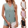 Women's Spring and Summer Short Sleeve T-shirt Button V-neck Loose Vest Top
