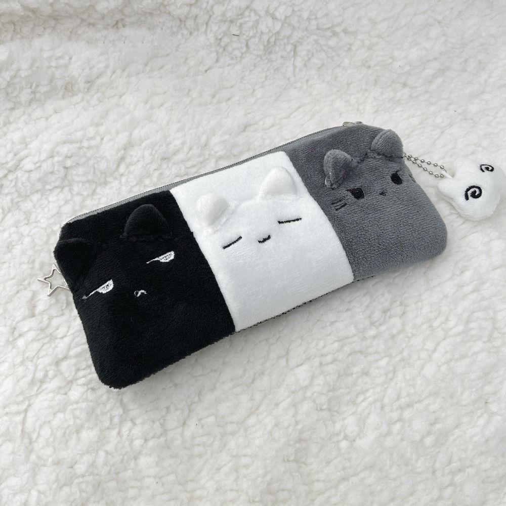 Kitten Pencil Case Black White Grey Stationery Storage Bag Pen Box  School Supplies