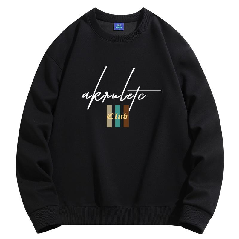 Мужская модная толстовка с круглым вырезом, модная повседневная толстовка с длинным рукавом, большой размер 4XL чёрный
