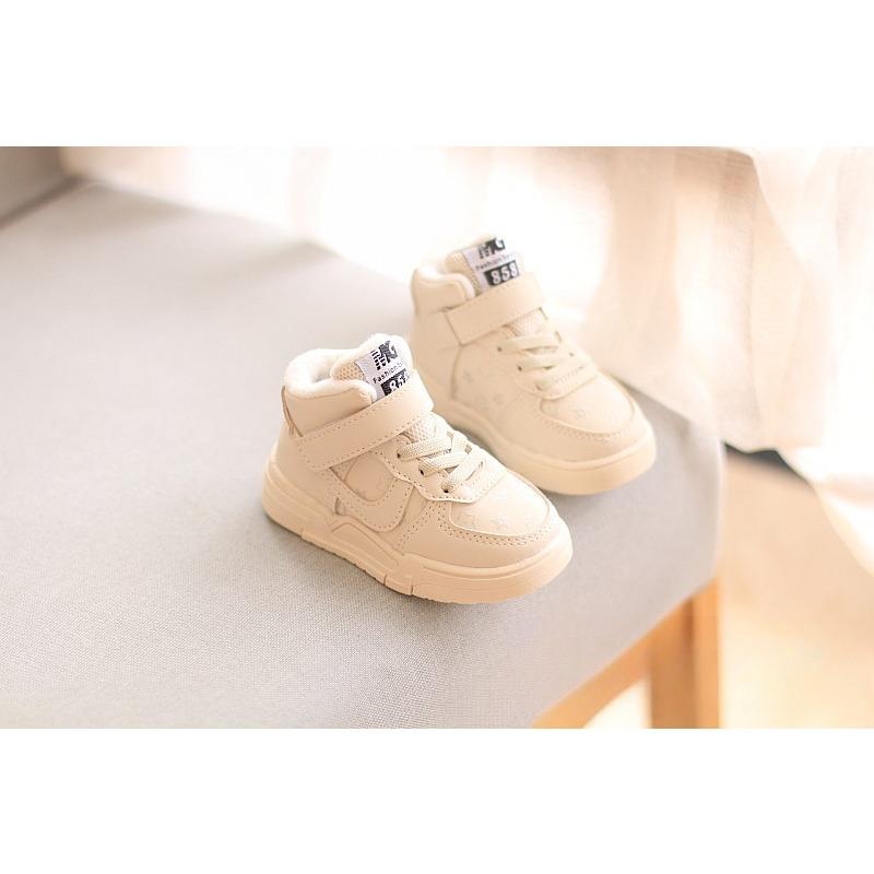 Fashion Retro High-top Children's Sports Shoes Thin Velvet Winter Casual Soft-soled Toddler Shoes Little White Shoes